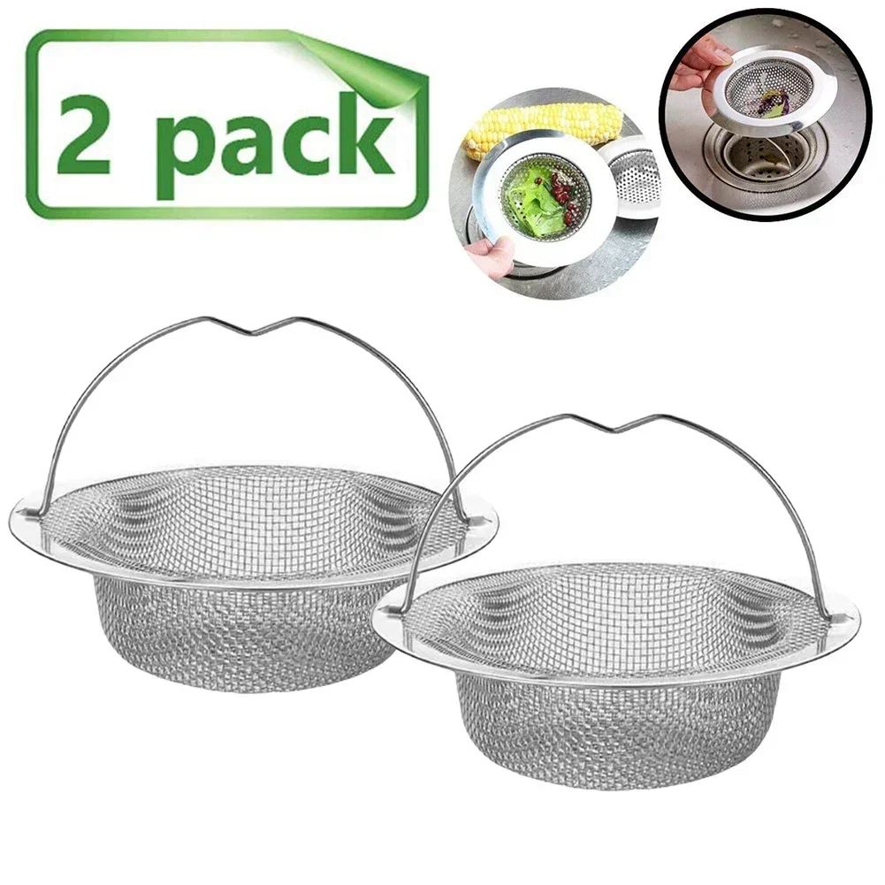 

2PCS Kitchen Sink Filter Stainless Steel Mesh Sink Strainer Filter Bathroom Sink Strainer Drain Hole Filter Trap Waste Screen NE