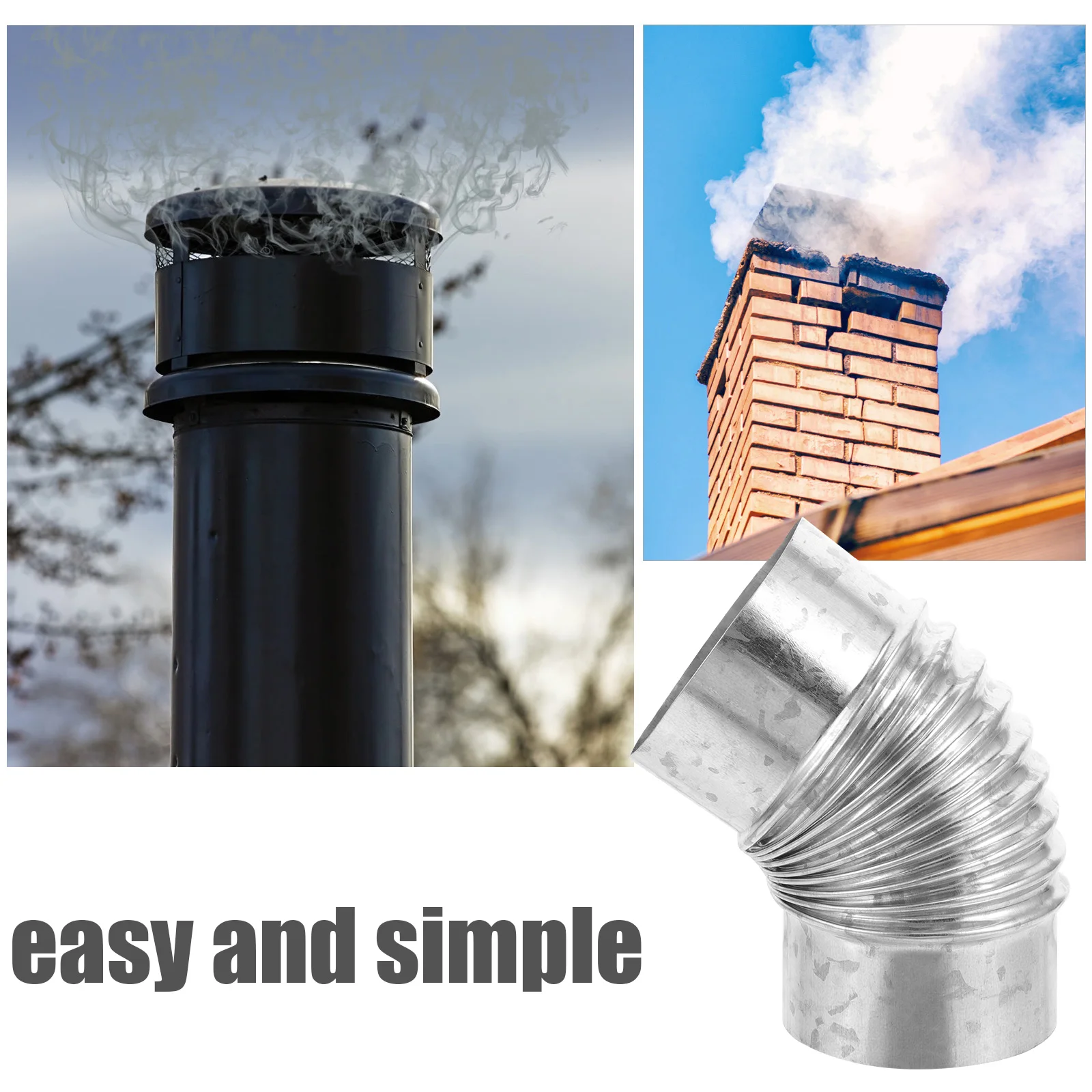 

Нержавеющая сталь 45-градусный колено дымохода для дровяной печи, прочный удлинитель выхлопной вентиляции, замена металлической печи