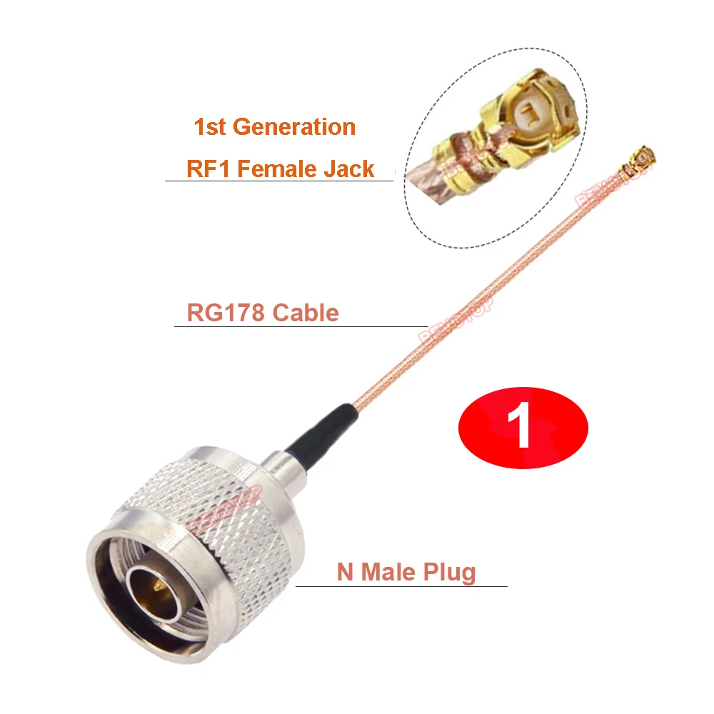 5PCS/LOT  N Male / Waterproof N Female Bulkhead to RF1 Female Jack RG178 Pigtail Mini PCI WIFI WLAN Antenna Extension Cable