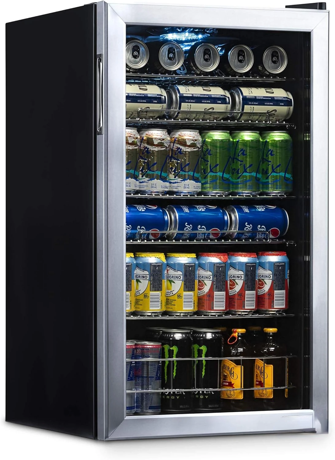 Beverage Refrigerator Cooler | 126 Cans Free Standing with Right Hinge Glass Door | Mini Fridge Beverage