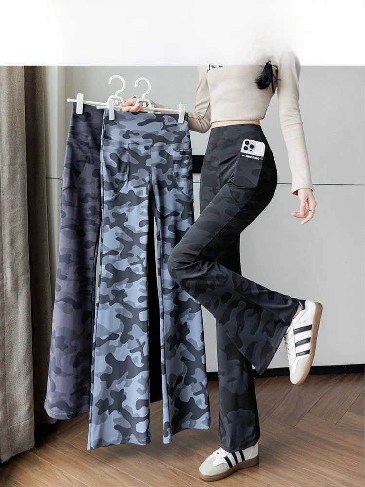 American Sle Camouflage High Waist Damen Yogahose Fitn Tummy Control Butt Lifting Arkskin Hose Double ket