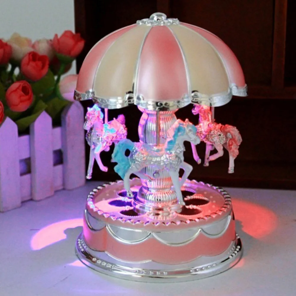 Toy LED Carousel Battery Powered Party Music Box Wedding Desktop Sleeping Baby Room Game Romantic Home Decor Birthday Gift