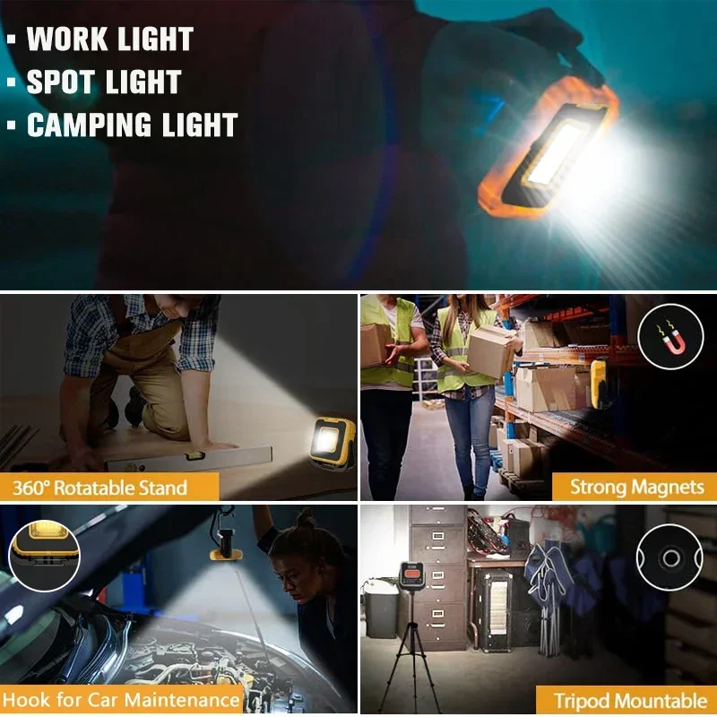 Powerful LED Work Light 10000LM Rechargeable Magnetic Work Light Power Bank Outdoor Waterproof Mulitifunctional Camping Light