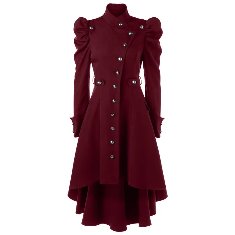 Imagem -03 - Cabolsa Longo Steampunk Vintage Feminino Sobretudo Gótico Jaqueta Retrô Feminina Cauda de Pomba de Luxo Veste Cabolsas Finos Sólidos