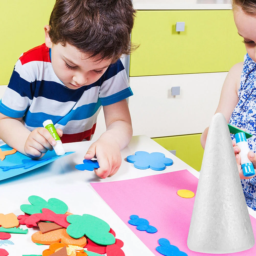 15 Stück Schaumkegel zum Basteln, Malen, weiße Macaron-Verzierungen, Spielzeug, Weihnachtsdekorationen, Zeichenschaum für Kinder