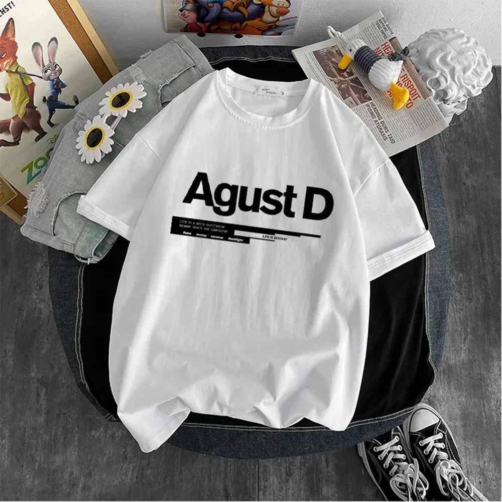 New Korean version of KPOP Agust D printed T-shirt D-2 album Unisex T-shirt Yoongi shirt Teen clothes cool