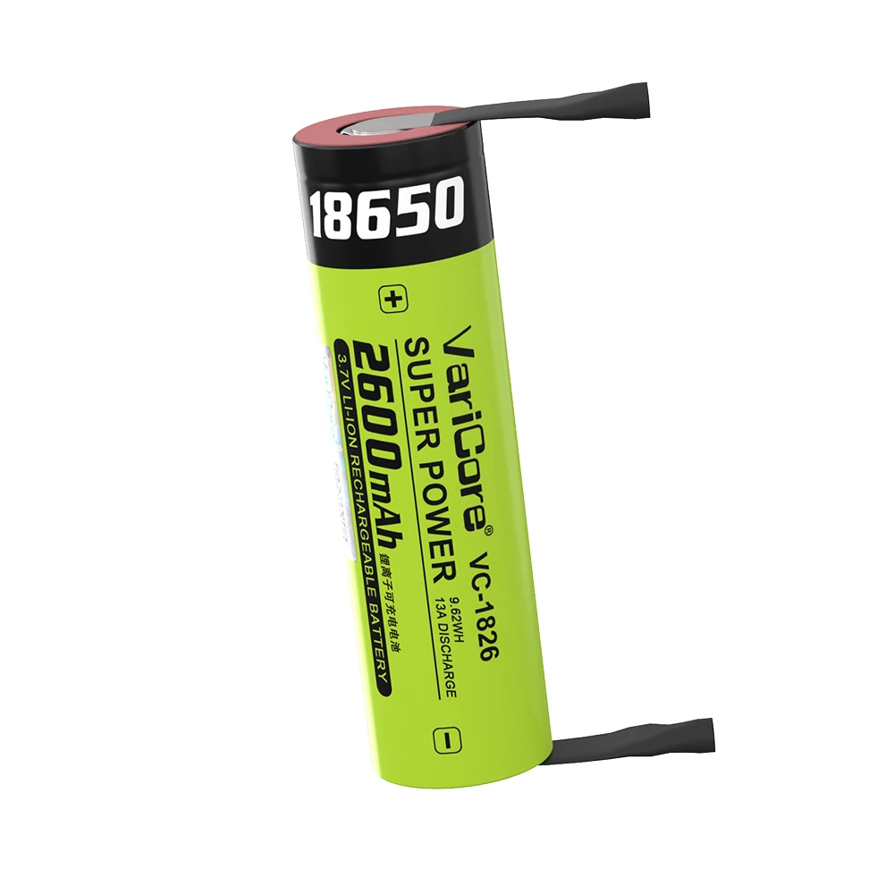 VariCore 18650 2600mAh 3.7V بطارية ليثيوم أيون قابلة للشحن لتقوم بها بنفسك ورقة النيكل للمصباح الأمامي ، بنك الطاقة المحمول