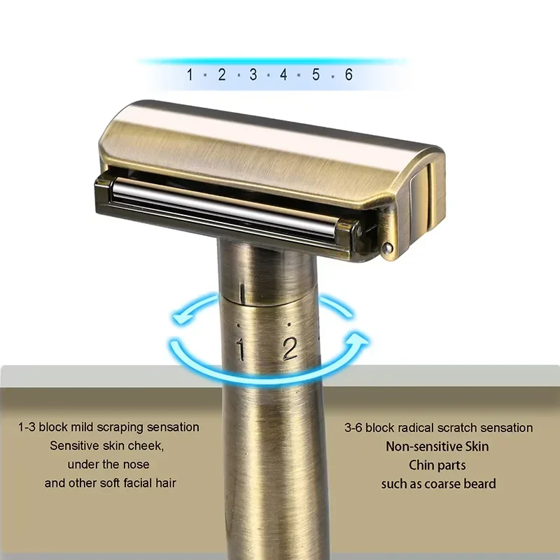 Classic Safety Razor Double-edged Zinc Alloy Men Razor Gift Box Adjustable 1-8 Degrees Adjustable Shaving New Fashion Style 09T view 4
