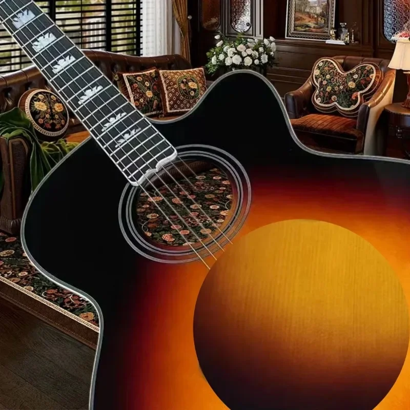 43 Inch J200 Cutaway Folk Acoustic Guitar Regular Maple Rosewood Fingerboard Spruce Body Ideal Strumming Singing Gifting