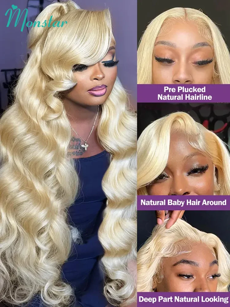 

30 36 Inch 613 Honey Blonde Brazilian Body Wave Transparent Lace Front Human Hair Wigs 13x4 13x6 360 Lace Frontal Wigs for Women