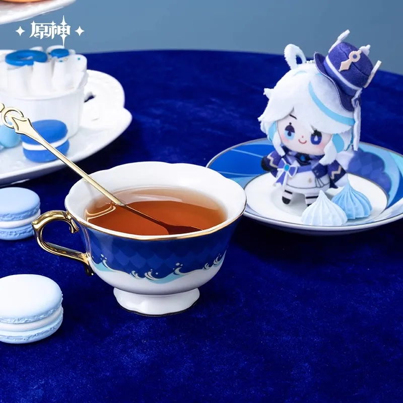 [Genuine] Furina Official Afternoon Tea Cup & Saucer Set Game Genshin Impact Tabletop Tea Set Accessories Halloween Gifts