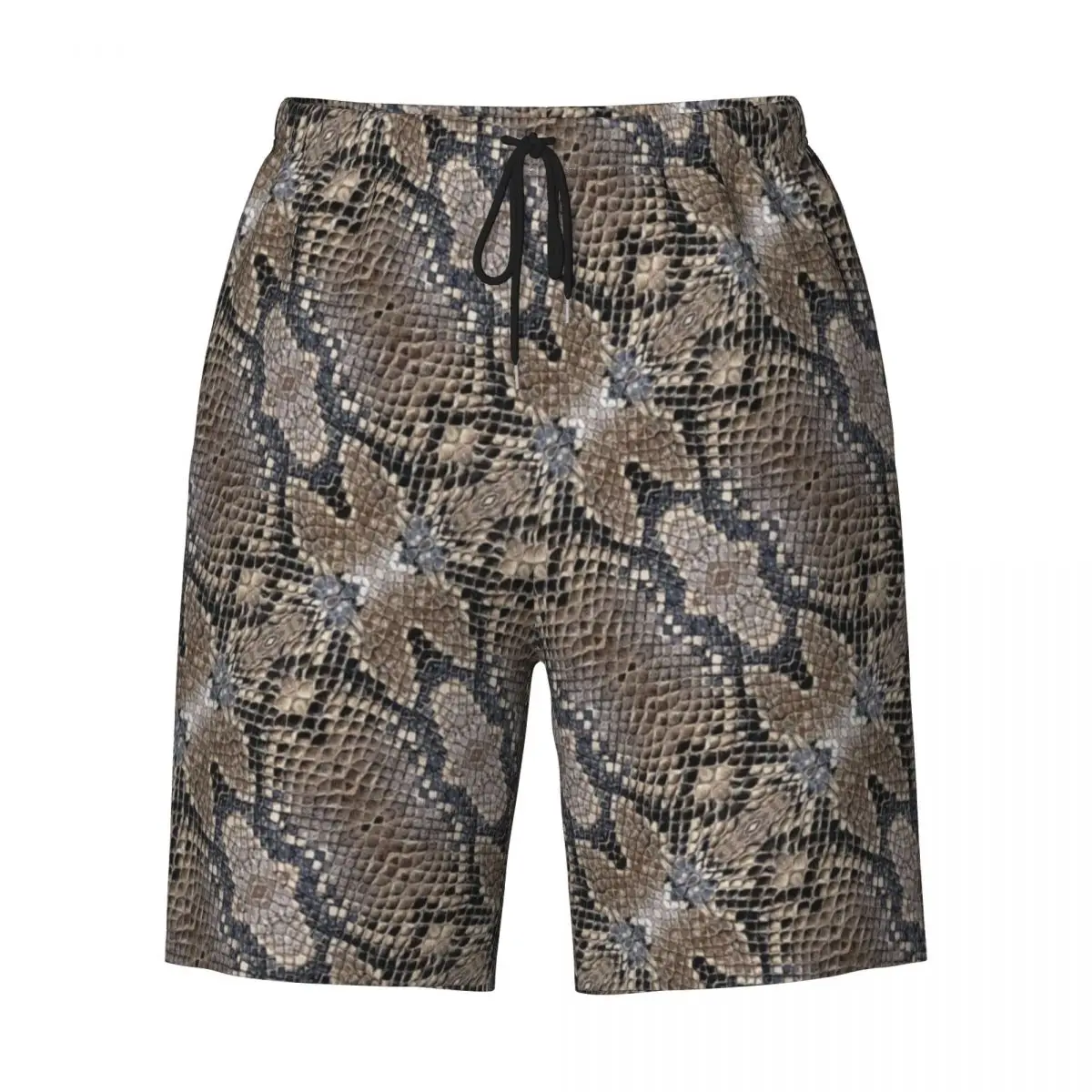 Costume da bagno Classico Pantaloncini da surf in pelle di serpente Estate Grigi e argento Pelle di serpente Pantaloni corti da surf retrò Uomo Design Tronchi da spiaggia