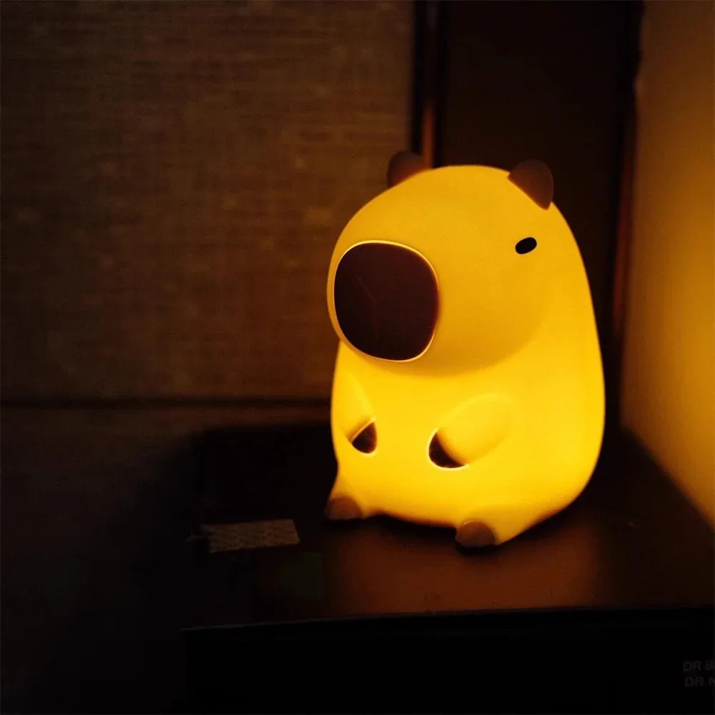 HPH Schattig Capibara Nachtlampje, Origineel Dimbaar Nachtlampje voor de Kinderkamer, Oplaadbare Touchlamp, Siliconen Patlamp voor Kinderkamerdecoratie