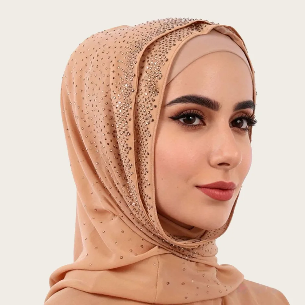 

New Chiffon Muslim Instant Turban Breathable Solid Color Turbans Head Full Cover Islamic Crinkle Shawl