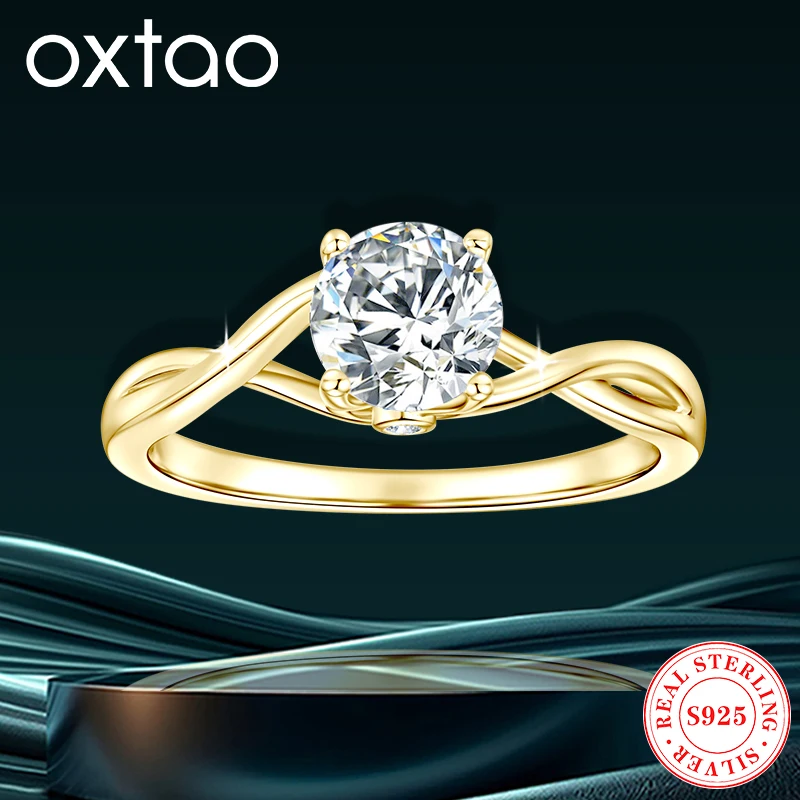 

OXTAO 6,5 мм D кольцо с муассанитом для женщин, стерлинговое серебро 925 пробы, обручальные кольца-пасьянс, юбилейные ювелирные изделия, сертифицированные