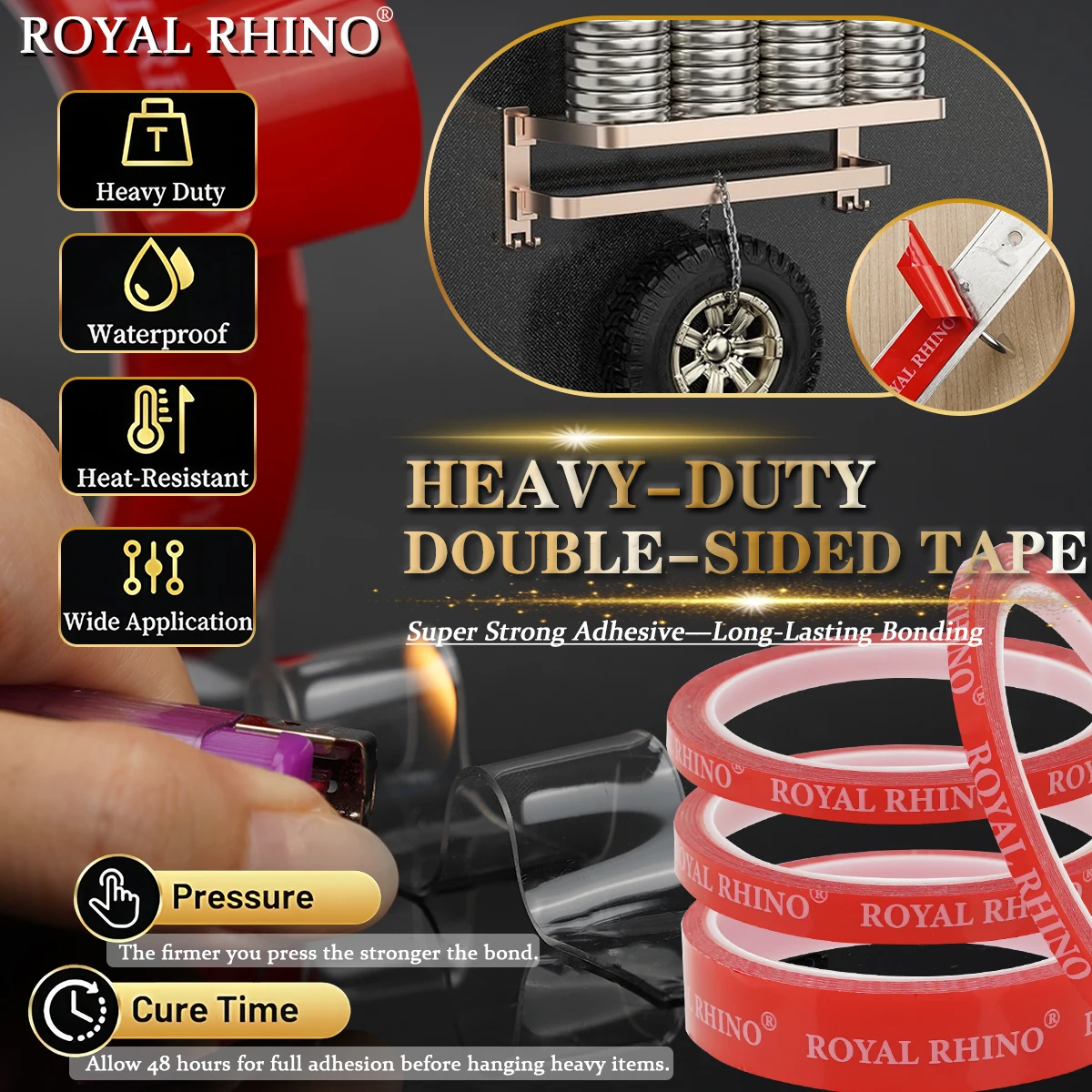1Roll Transparent Double-Sided Tape High Viscosity Fixed Waterproof Traceless Heat-Resistant Double-Sided Tape Car/Home/Office