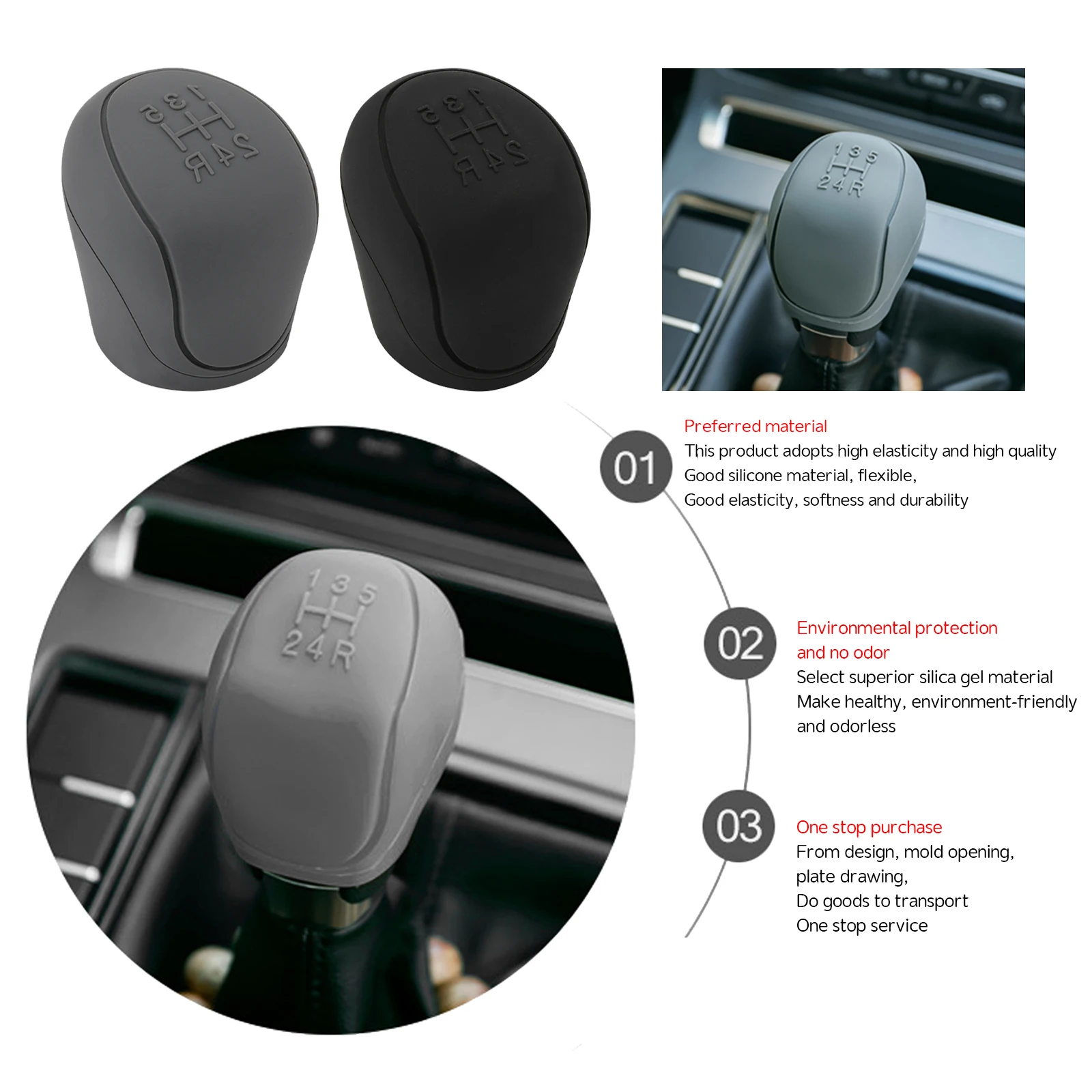 Silicone Car Gear Head Shift Knob Cover for SsangYong Actyon Turismo Rodius Rexton Korando Kyron Musso Sports