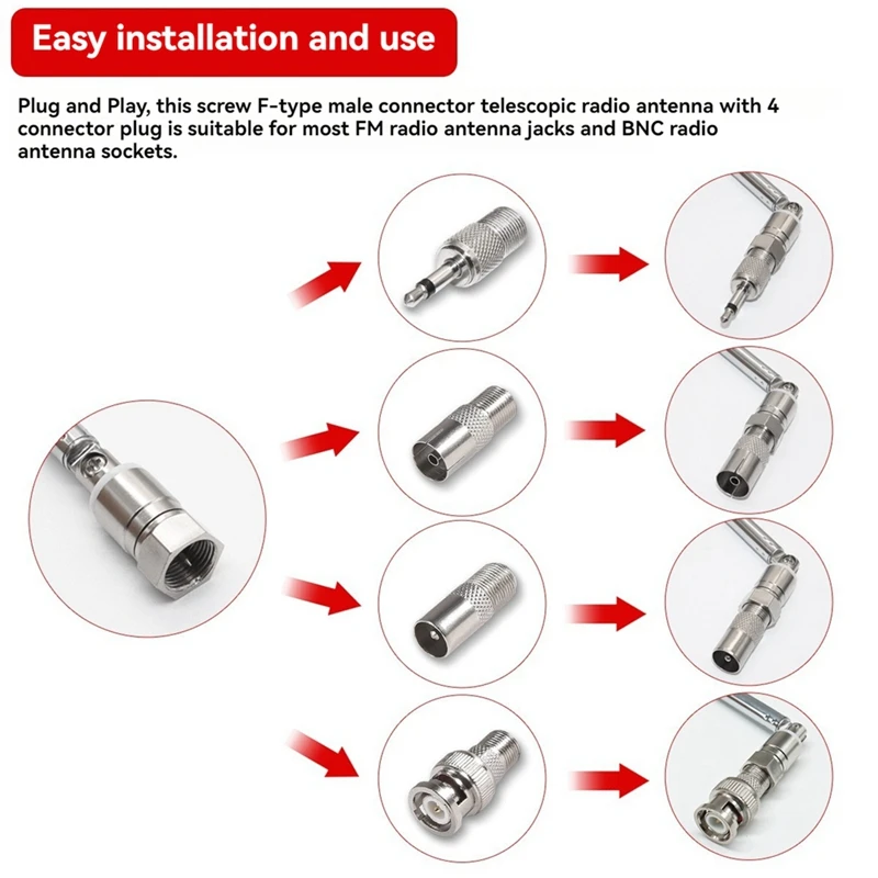 1 комплект стержневой антенны 3,5 мм адаптер FM-радио антенна замена телескопический разъем типа F штекер AV стереоприемник