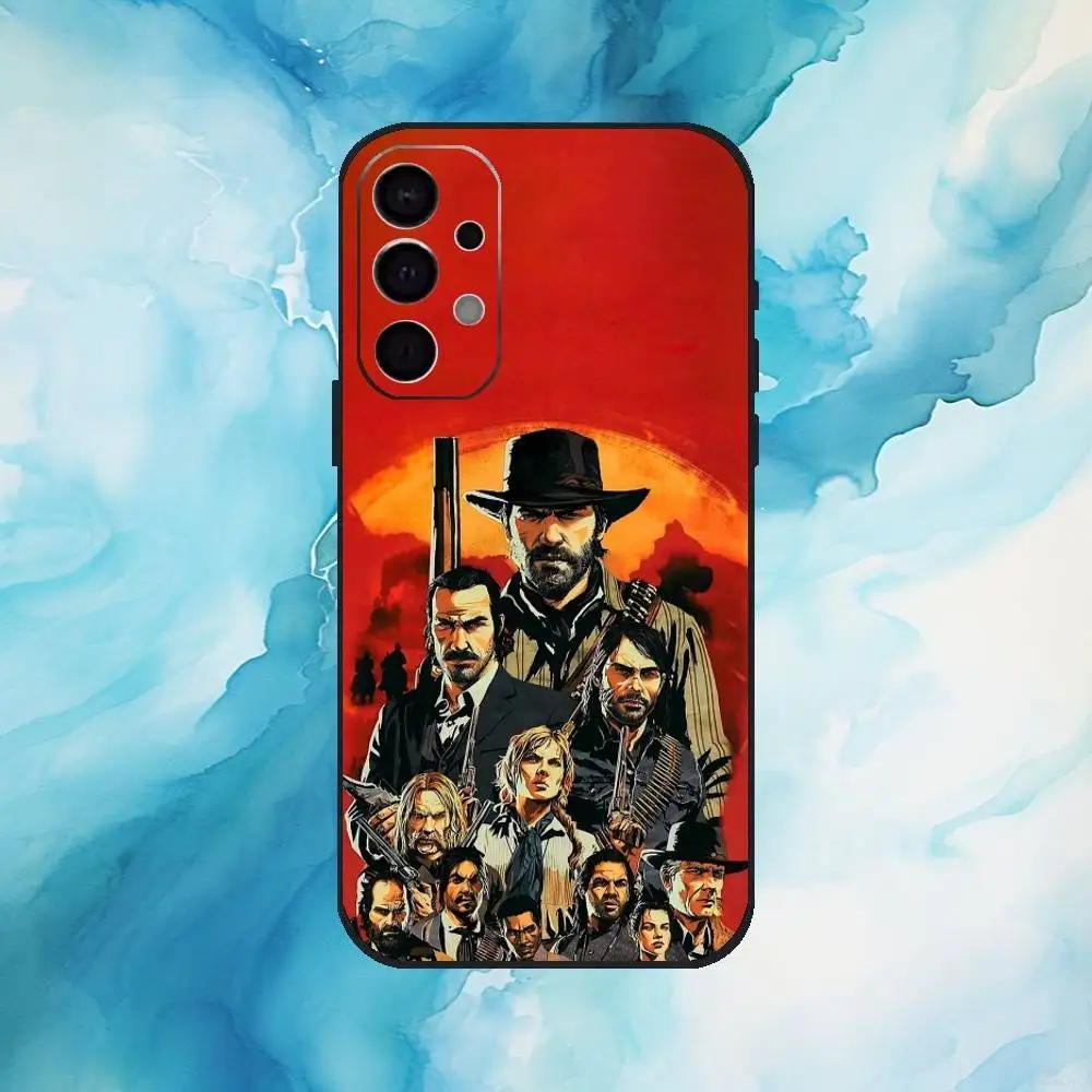 حافظة هاتف Red Dead R-Redemption 2 لهاتف سامسونج S25، S24، S21، S22، S23، S30، Ultra، S20، Plus، Fe، Lite، Note، 10,9,5G غطاء أسود