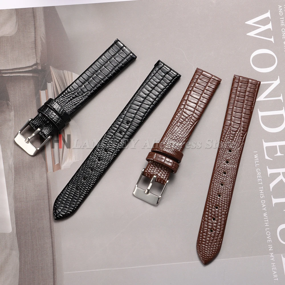 8mm 10mm 12mm 14mm 16mm Vintage Lizard Pattern Leather Thin and Soft Watchband for Armani for Women Men Universal Watch Bracelet