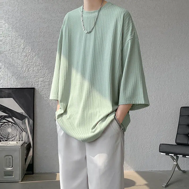 Letnia koszulka męska z półrękawkiem Luźna odzież uliczna O-Neck Hip Hop Streetwear Tops Tees Casual Tshirt Plus Size Odzież męska 2025 — zdjęcie 5