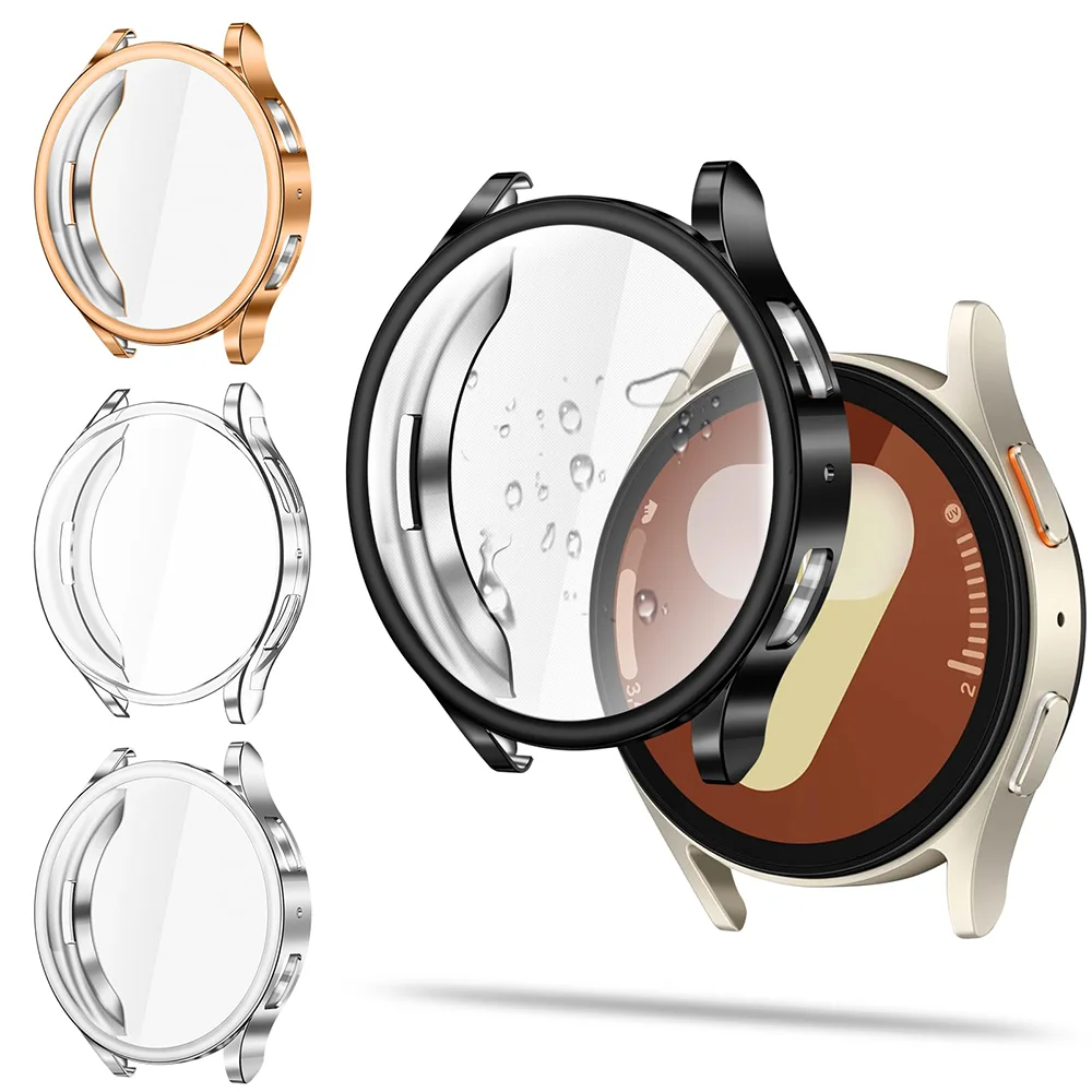 Displayschutzfolie für Samsung Galaxy Watch7 6 5 4 40 mm 44 mm, schützende weiche TPU-Gesichtsabdeckung, Stoßstange, Galaxy Watch-Zubehör