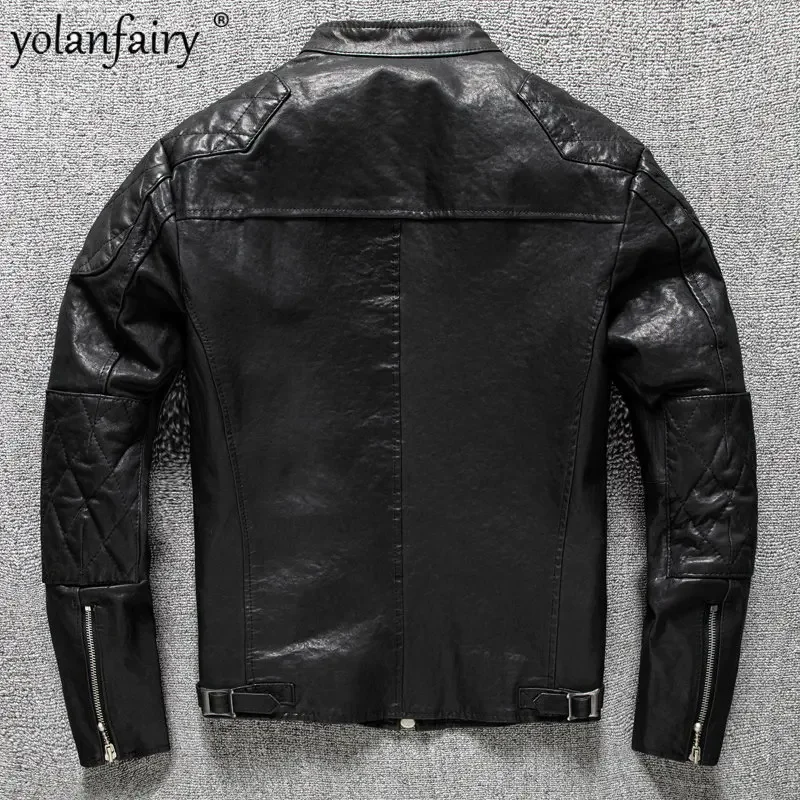 Top Layer Sheepskin Coat Men Vintage Genuine Leather Jacket for Man Motorcycle Vegetable Tanned Retro Leather Jackets Trend 5XL