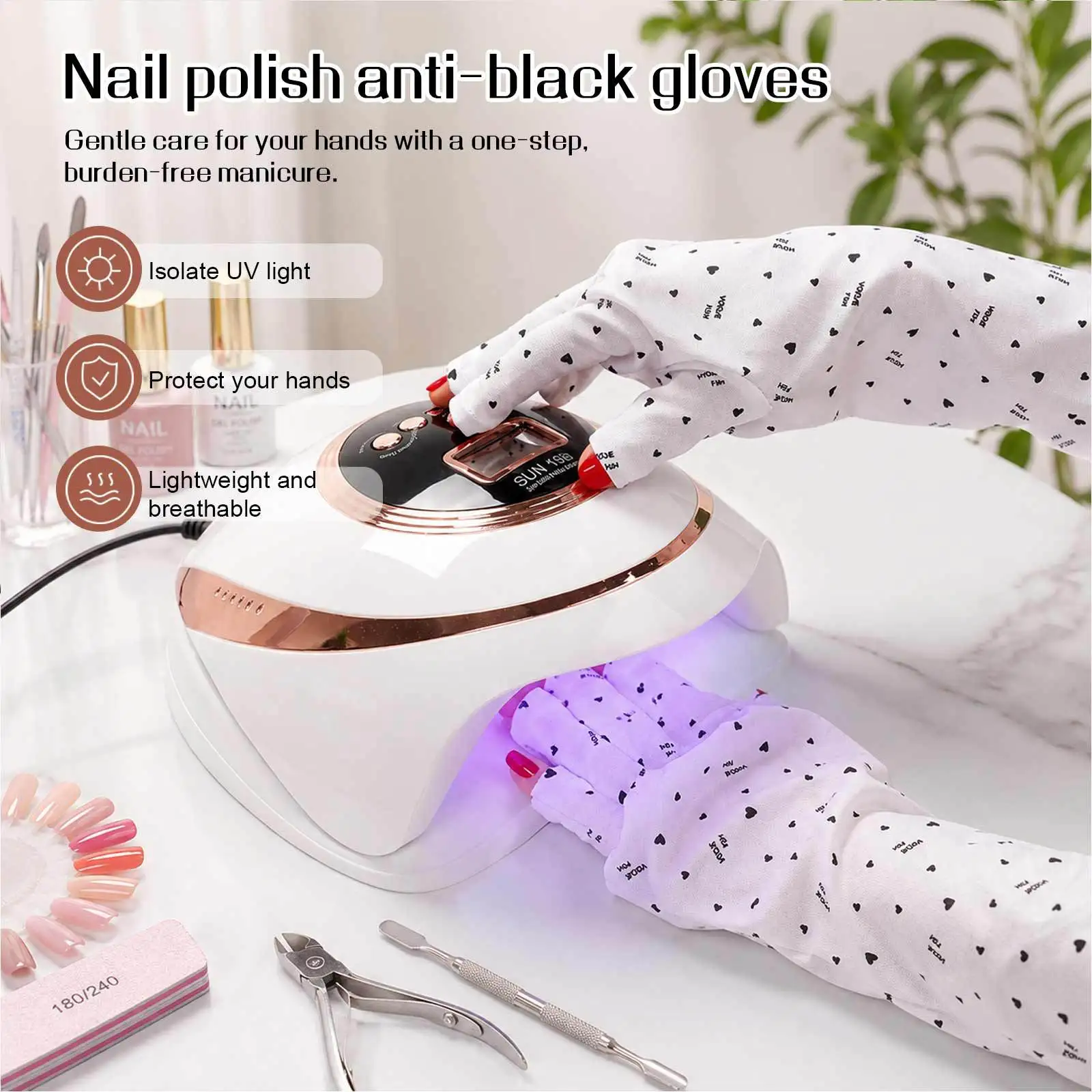 1 Pair Anti UV Gloves Gel Professional Protection Gloves for ManicuresProtect Hands Nail Art Stretchy Fingerless Glove