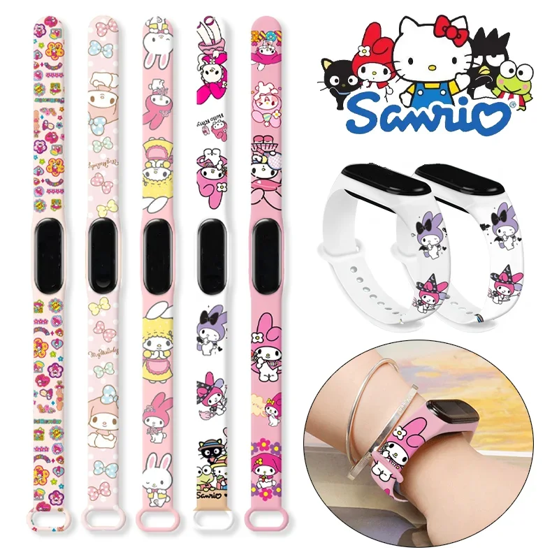 Sanrio My Melody Strap for Xiaomi Mi Band 7 6 5 4 3 Silicone Bracelet Wrist Straps Cartoon Replacement Smartwatch Wristband