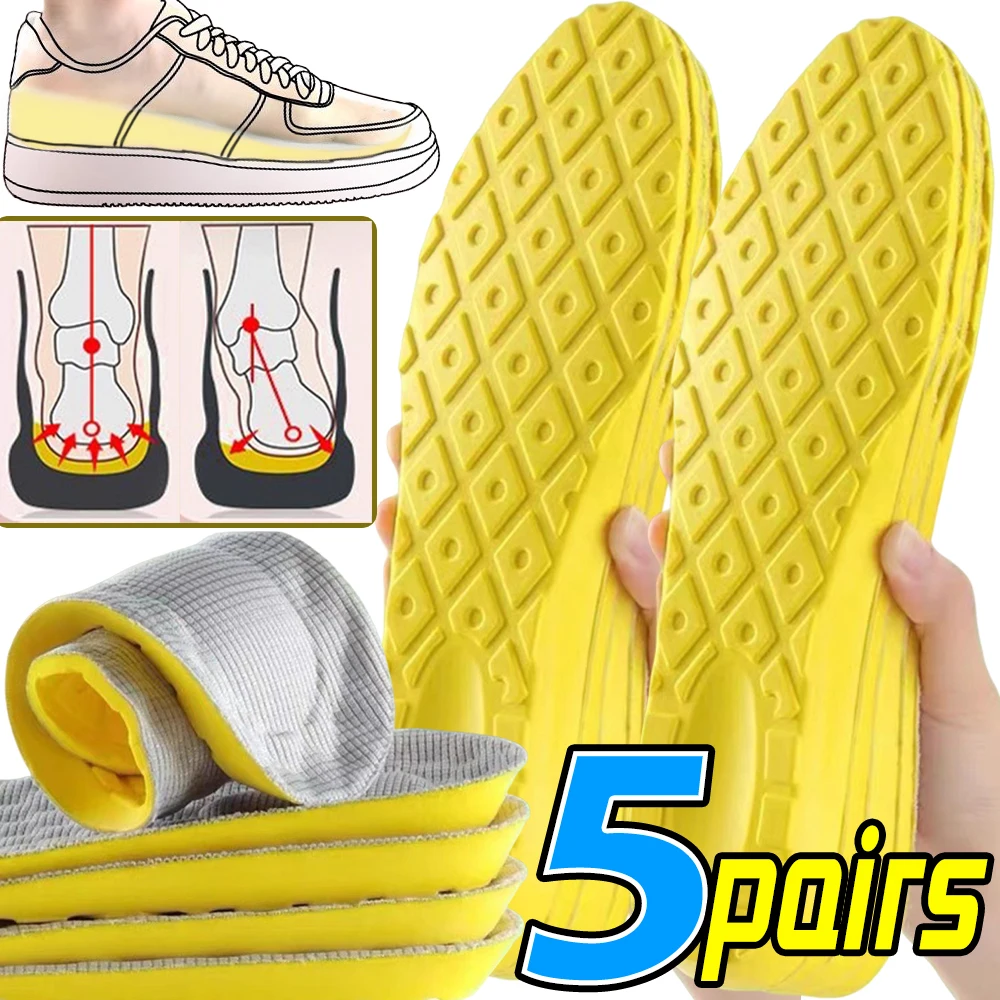 Semelles intérieures en mousse à mémoire de forme en latex souple pour femmes et hommes, soutien du pied pour le sport et la course, coussinets respirants orthopédiques pour le soin des pieds