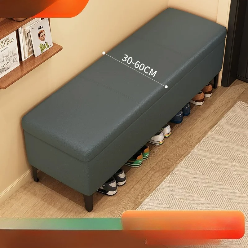 Light Luxury Entryway Shoe Changing Stool, LongRectangularStorage Bench, HouseholdSofa Bench Bed End Bench With Storage Function