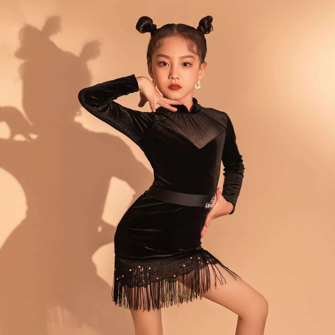 女の子のための新しいlatinダンスパフォーマンスコスチュームロングスカートスーツumba tango samba latinダンスドレスdancewear dqs11050