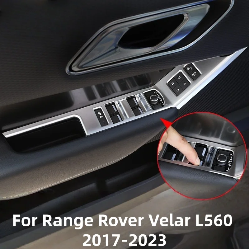 For Land Rover Range Rover VELAR L560 2017-2022 Door Window Lift Button Frame Cover Trim ABS Carbon Fiber/Silver Car Accessories