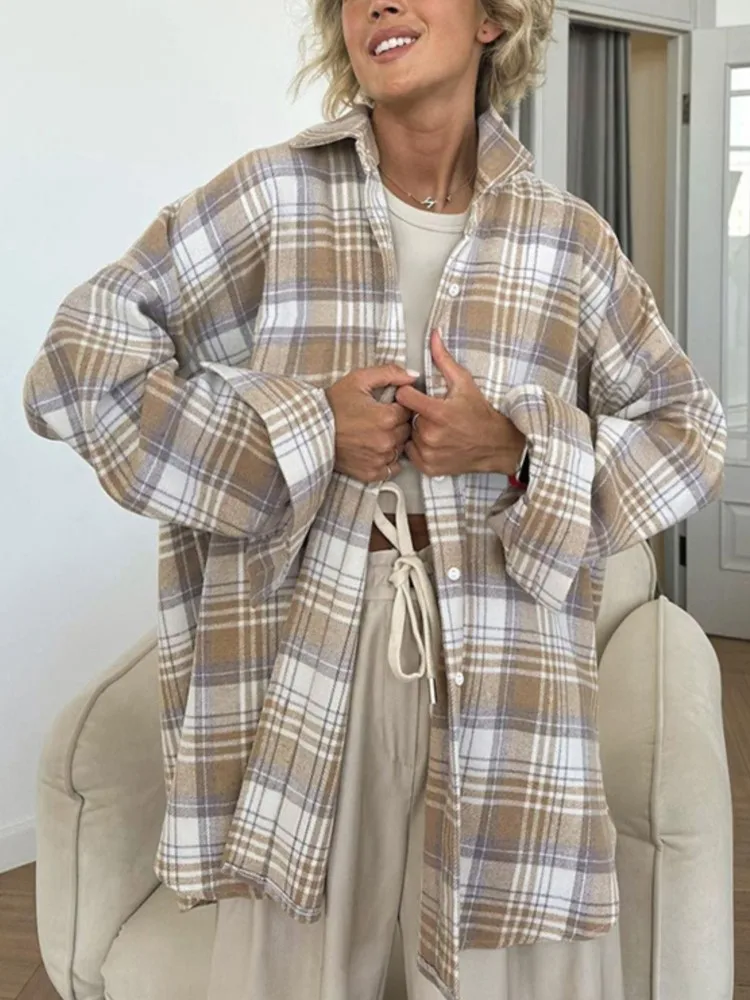 Chemises surdimensionnées à manches longues pour femmes, chemisier basique Vintage pour dames, manteau, vêtements pour femmes Y2k, nouvelle collection automne hiver