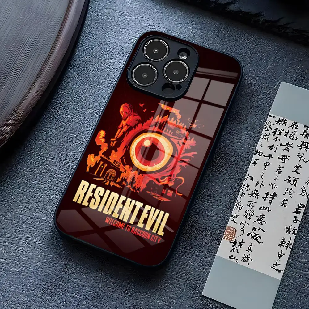 RESIDENT-EVILS Phone Case For IPhone 15 Pro Max 14 Pro 12 11 13 Mini X XR XS 16 Plus SE Tempered Glass Back Cover