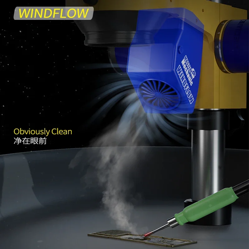 MECÂNICO WINDFLOW Microscópio Smoker, 4-Velocidade, Ajuste do vento, 10000 min Velocidade, rapidamente remove Rosin Soldagem e Fumos de Solda