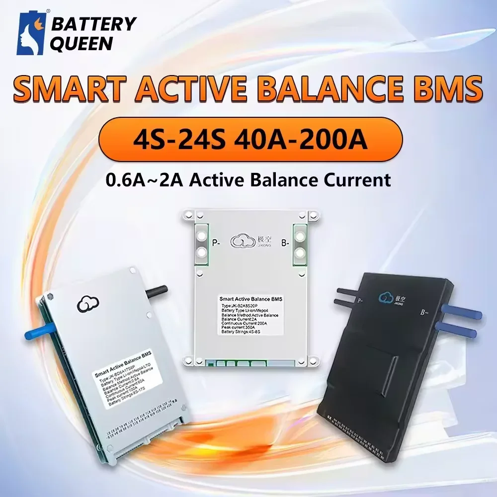 BMS Battery Management System 36v 96v 50A 100A 200A 300A Active Balance Lifepo4 Bms Battery protection Board with BT Function