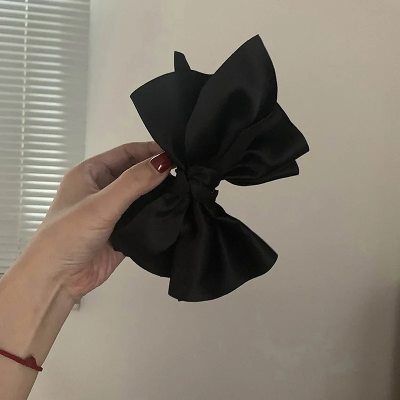 Large Bow Hair Claw Clip New Trendy Solid Color Black Hair Shark Grab Clip Hair Style Tools Hair Accessories for Women Girl