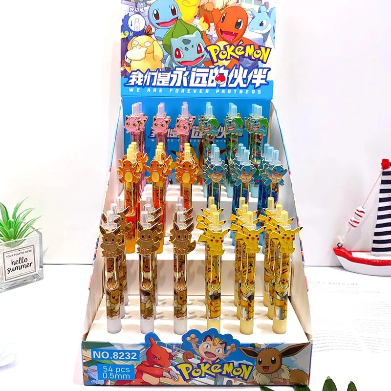 

54pcs/ лот мультфильма Pokemon пресса гель Пен Kawaii 0,5 мм черные чернила нейтральные ручки рекламные школьные принадлежности офиса подарок