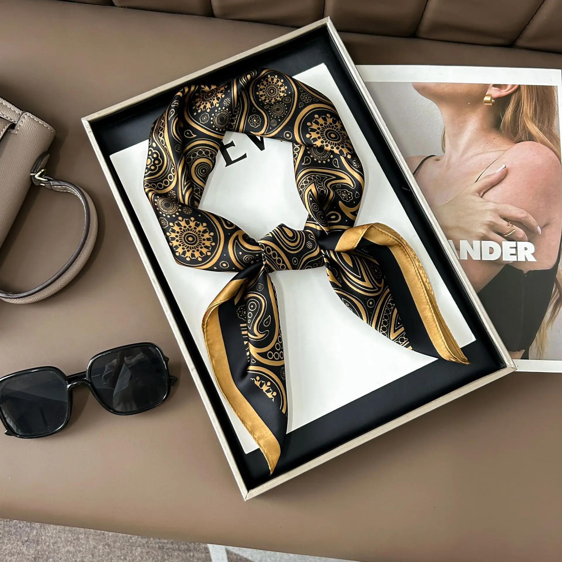 70 Cm Haar Print Zijde Koel Gevoel Sjaal Voor Vrouwen Mode Stropdas Handtas Foulard Pols Hoofddoek Sjaal Wraps Hajib lady