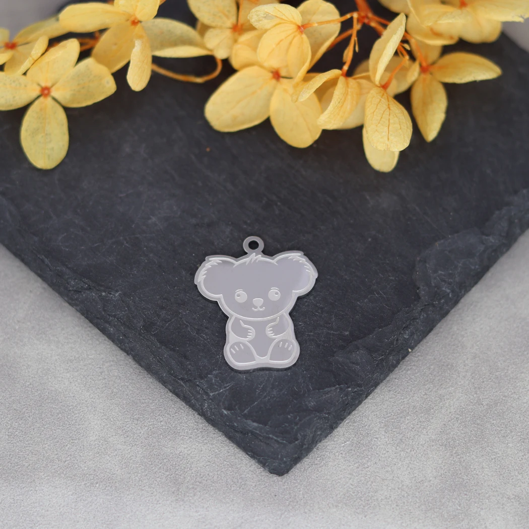 ジュエリー作り用のベビーコアラチャーム,ステンレス製の動物のペンダント,ネックレスとキーホルダー用品,ゴールドとシルバーの色,2個