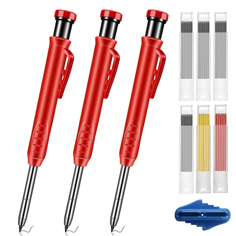 

Mechanical Carpenter Pencils Kit With Sharpener Center Finder Woodworking Marking Tool For Architect Construction