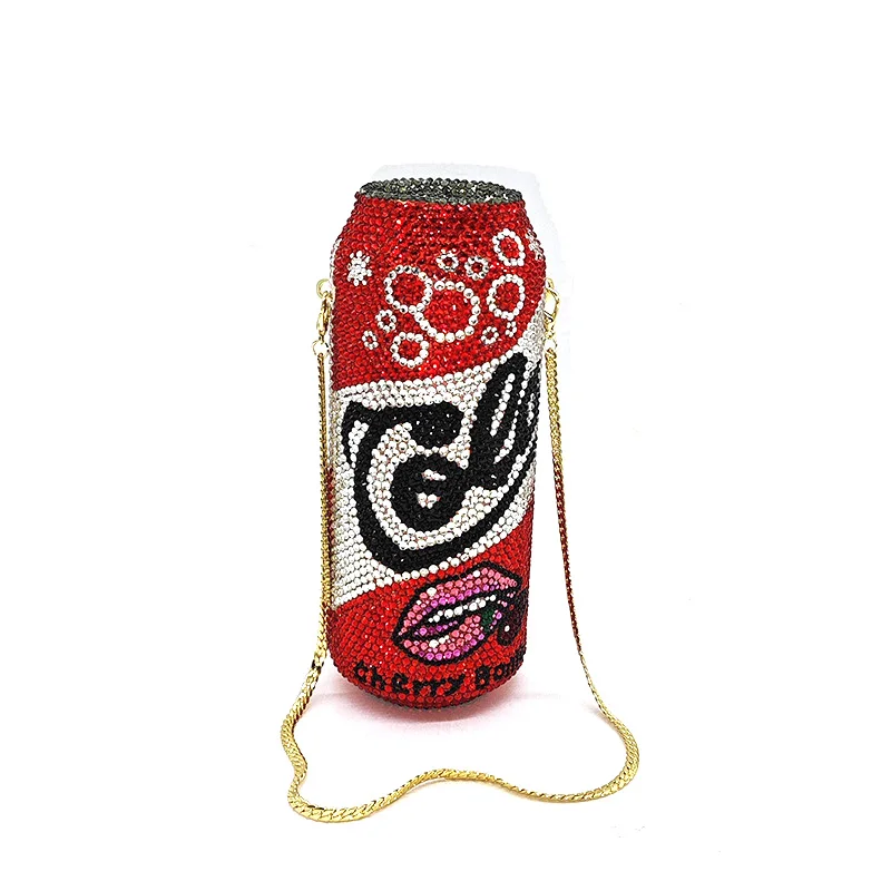 

Fancy Women Rhinestone bag unique Cola Cherry bag Luxury soda can Crystal purse bag