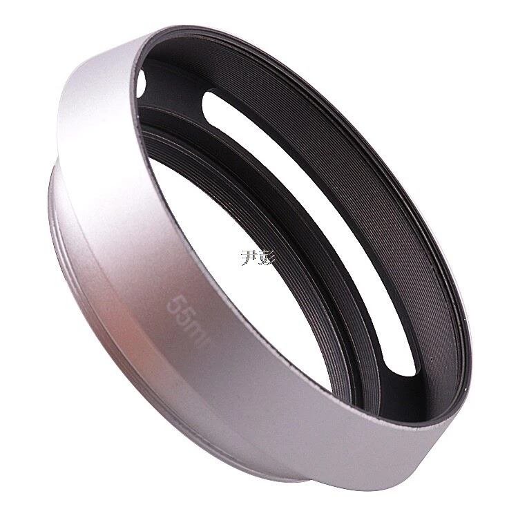 Silver 55mm Metal Vented Lens Hood Screw-in Standard Type for Leica Voigtlander 7artisans Camera Lens Sun Shade