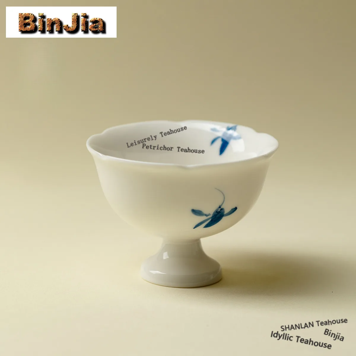 

2pc/lot Hand-painted Orchid High-foot Teacup Aesthetic Tea Bowl Jug Tea-tasting Meditation Cup Jianzhan Master Cups Teaware 30ml