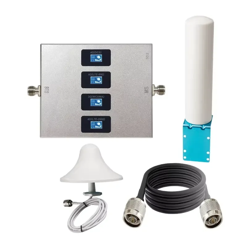 for 4 Band LTE Signal 800 900 1800 2100MHz GSM 3G 4G Cell Phone Repeater Kit Network Amplifier Improve Coverage