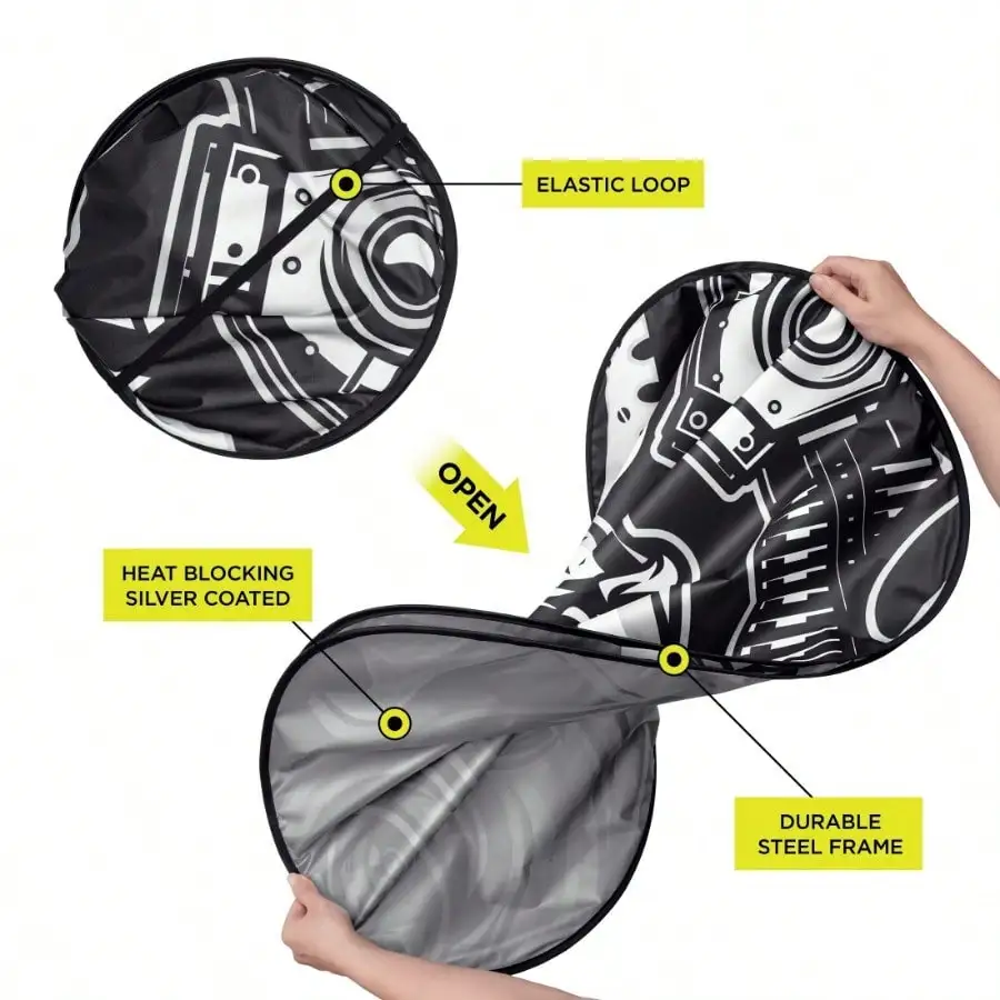 Wärmeblocker für Autoantrieb, faltbar, kompakt, maximale Größe, schwarz, 28,00 x 31,50 Zoll