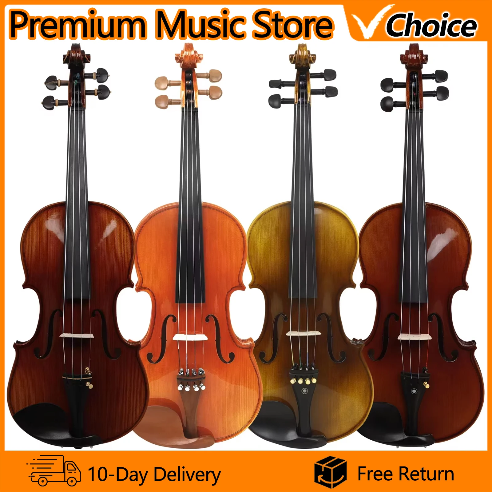 IRIN 4/4 Acoustic Violin Fiddle Spruce Solid Wood High-Quality Violin with Case Bow Strings Shoulder Rest Violin Accessories