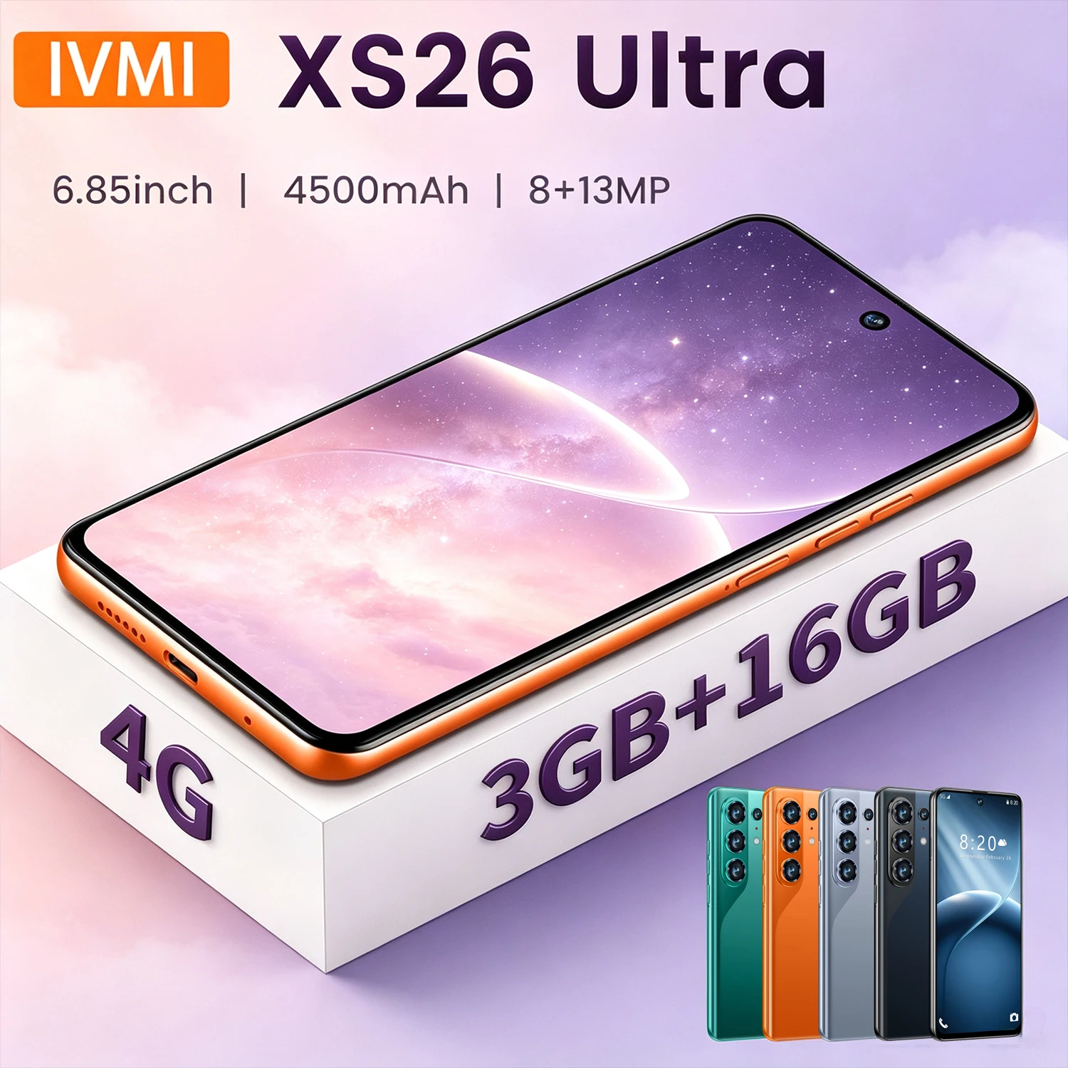 IVMI XS 26 Ultra economic unlocking smartphone Android10 dual card dual standby 8+13MP 4G network Google Mall mobile phone