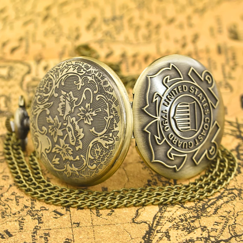 Новые винтажные бронзовые карманные часы с ожерельем и логотипом унисекс, модные кварцевые часы с арабскими цифрами, коллекция подарков